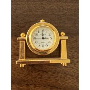 Vintage Miniature Circa Quartz Gold Design Desk Clock Untested Collectable
